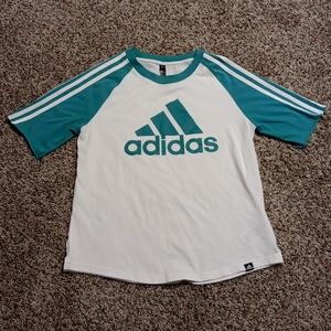 Large Adidas Green and White Baseball Tee